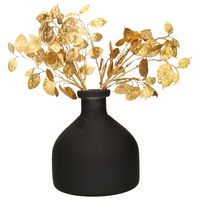 Decoratie vaas zwart D18 cm - incl. glitter takken goud 2x st - H40 cm - thumbnail