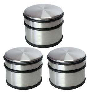 Set van 3x stuks deurstoppers rond zilver/mat zwart 10 x 8 cm