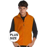 Grote maten fleece outdoor bodywarmer oranje voor heren - thumbnail