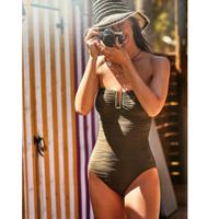 “Tessy by Roidal” Badpak BATI-, met horizontale ribbels, donker olijfgroen