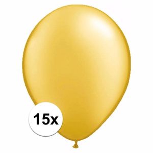 15x stuks Metallic gouden party ballonnen
