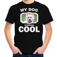West terrier honden t-shirt my dog is serious cool zwart voor kinderen - thumbnail