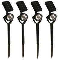Solar tuinlamp/spotlamp - 4x - zwart - LED Softtone effect - oplaadbaar - L8 x B5,5 x H35 cm - Fakkels - thumbnail