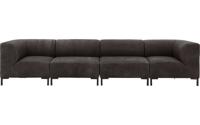 Goossens Excellent Bank Marshall donkerbruin, leer, 2 x 1,5-zits, urban industrieel