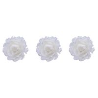 4x stuks decoratie bloemen wit met veertjes op clip 11 cm - Kunstbloemen - thumbnail