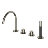 Hotbath Cobber Badrandcombinatie Één Hendel Mengkraan met Draaibare Uitloop en 2-Weg Omstel - Geborsteld RVS 316