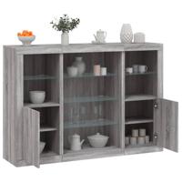 Dressoirs met LED-verlichting 3 st bewerkt hout grijs sonoma