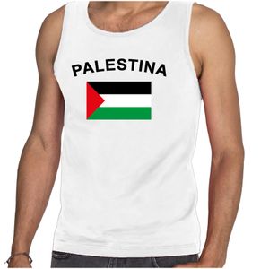 Witte heren tanktop met vlag Palestina 2XL  -