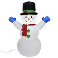 Grote opblaasbare sneeuwpop - 123 cm - met verlichting - kerstdecoratie/kerstversiering - thumbnail