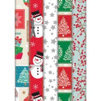 1x Rollen inpakpapier/cadeaupapier Kerst print wit met grijze sterren print 2 x 0,7 meter 60 grams - thumbnail