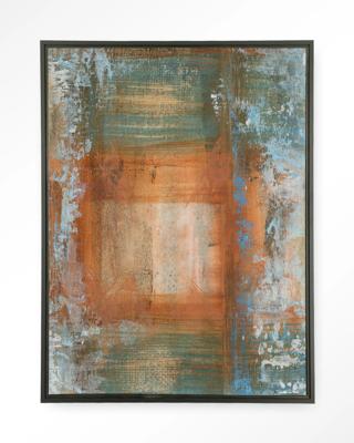 Urban Cotton Wandkleed 'Blue Ocker Abstract 1' 145 x 190cm in Floating Frame - black Urban Cotton Wandkleed 'Blue Ocker Abstract 1' 145 x 190cm in Floating Frame - black