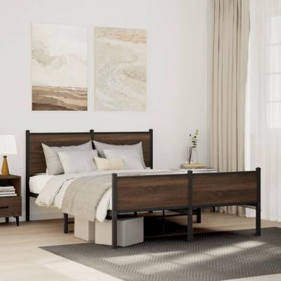 Bedframe zonder matras metaal bruin eikenkleurig 140x190 cm