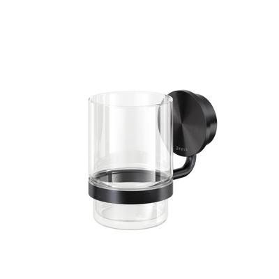 Glashouder Geesa Opal | Met glas | Zwart metaal geborsteld