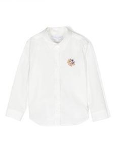 Roberto Cavalli Junior chemise en coton à logo brodé - Blanc