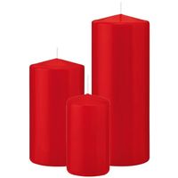Stompkaarsen set van 6x stuks rood 12-15-20 cm - Stompkaarsen