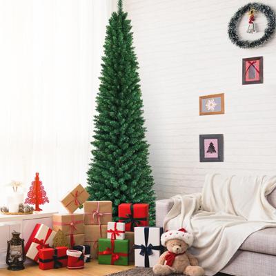 240cm Kerstboom Hoge Kwaliteit PVC Naalden Kunstmatige Potloodvormige Kerstboom Groen