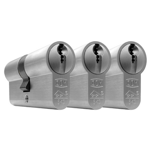 DOM cilinder dubbel 30-30 SKG** - Nikkel - inc. 3 sleutels (Per 3 stuks gelijksluitend)