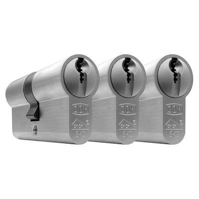 DOM cilinder dubbel 30-30 SKG** - Nikkel - inc. 3 sleutels (Per 3 stuks gelijksluitend)