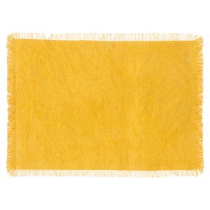 Secret de Gourmet placemats Kenya - 1x - geel - 45 x 30 cm - katoen - met franjes