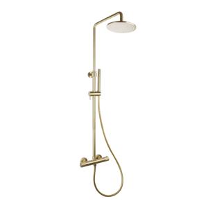 Regendoucheset Opbouw Sanilux Blair Thermostatisch Geribbelde Knop Douchekop 25 cm Goud Sanilux
