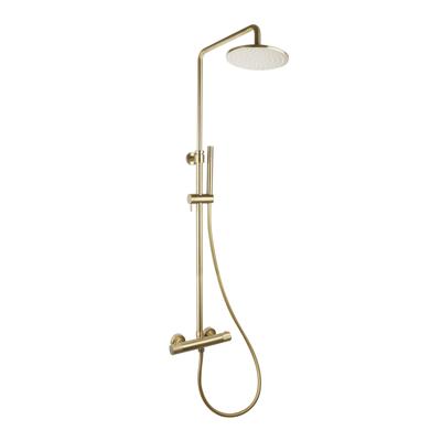 Regendoucheset Opbouw Sanilux Blair Thermostatisch Geribbelde Knop Douchekop 25 cm Goud Sanilux