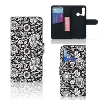 Huawei P20 Lite (2019) Hoesje Black Flowers - thumbnail