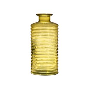 Glazen stijlvolle bloemenvaas transparant geel D9.5 en H21.5 cm   -