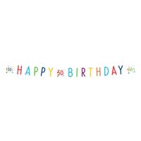 Letterbanner 50 Jaar Happy Birthday Confetti - thumbnail