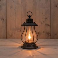 Lantaarn solar vintage 22led/17x17x31 cm met vlam effect - Annas collection