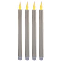 Feeric lights and christmas LED dinerkaarsen - 4x stuks - zilver glitters - 28 cm - dunne kaarsen -