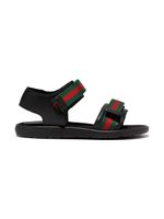 Gucci Kids sandales rayées à bout ouvert - Noir