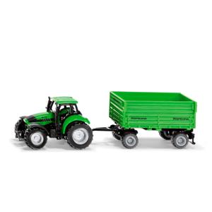 Siku Deutz-Fahr tractor met 4-wiel trailer 1606