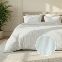 Dekbedovertrek Embossed Geometric - Wit - Tweepersoons (200x200 Cm) - Wit Microvezel - Effen - Zydante - Dekbed-Discounter.nl