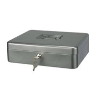 HI Geldkist met sleutel - zilver - 30 x 24 x 9 cm - Geldlades