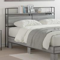 Opberghoofdbord met plank Grijs sonoma 135 cm Bewerkt hout