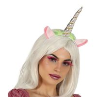 Verkleed haarband Unicorn/eenhoorn - zilver gekleurd - meisjes/dames   - - thumbnail