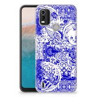 Silicone Back Case Nokia C21 Plus Angel Skull Blauw - thumbnail