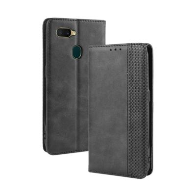 Magnetische Buckle retro Crazy Horse textuur horizontale Flip lederen case voor oppo A7 met houder & kaartsleuven & fotolijstjes (zwart)