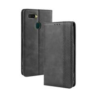 Magnetische Buckle retro Crazy Horse textuur horizontale Flip lederen case voor oppo A7 met houder & kaartsleuven & fotolijstjes (zwart)