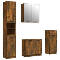 The Living Store Badkaastenset - Gerookt eiken - 32 x 34 x 90 cm - Trendy ontwerp