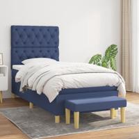 Boxspring met matras stof blauw 80x200 cm