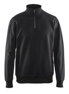 Blåkläder Sweatshirt met halve rits 33691158 | Zwart | Maat S - 7330509466469