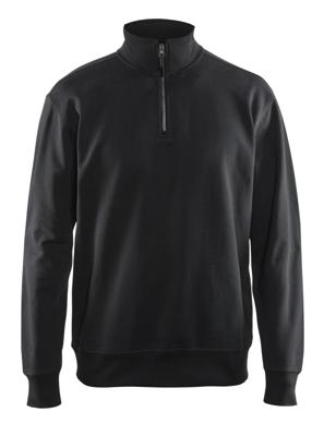 Blåkläder Sweatshirt met halve rits 33691158 | Zwart | Maat S - 7330509466469
