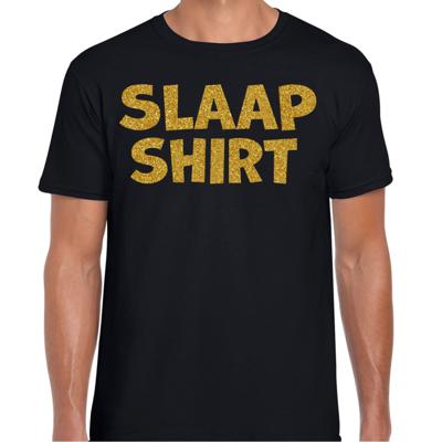 Verkleed T-shirt voor heren - slaap shirt - pyjama party - zwart - glitter goud - themafeest