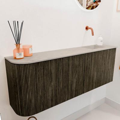 Toiletmeubel Mondiaz Joya Dlux | 111.6 cm | Meubelkleur Shadow | Faye wastafel Opalo Wasbak Rechts | Zonder kraangat(en)