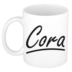 Naam cadeau mok / beker Cora met sierlijke letters 300 ml