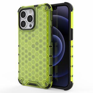 Lunso - Honinggraat Armor Backcover hoes - iPhone 13 Pro - Fluor Geel