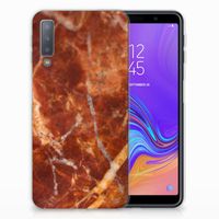 Samsung Galaxy A7 (2018) TPU Siliconen Hoesje Marmer Bruin - thumbnail