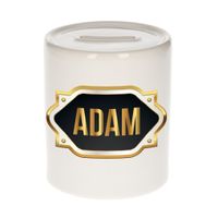 Naam cadeau spaarpot Adam met gouden embleem - thumbnail