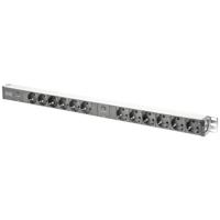 Digitus DN-95405 19 inch Stekkerdoos voor patchkast 1 HE Geaarde contactdoos Zwart